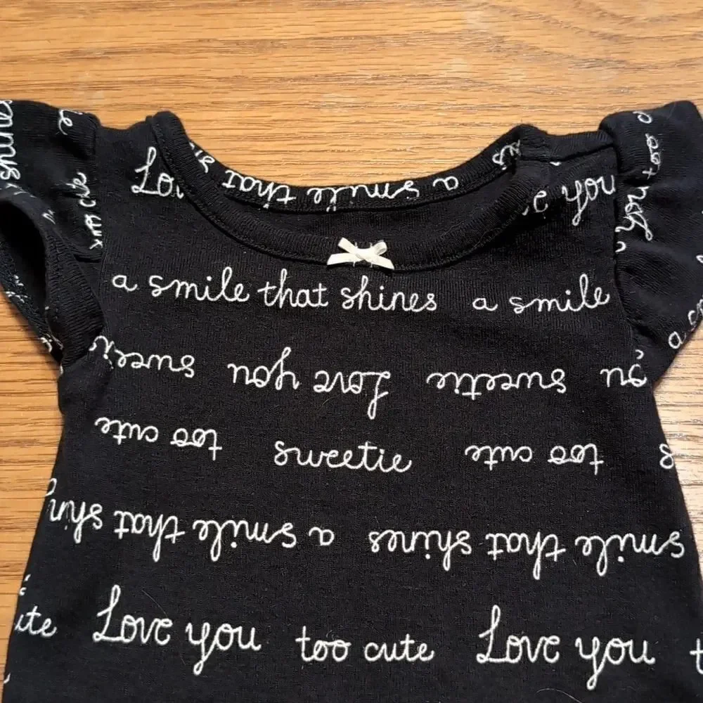 Carter's 9 Month Baby Short Sleeve Onesies Black White Gold